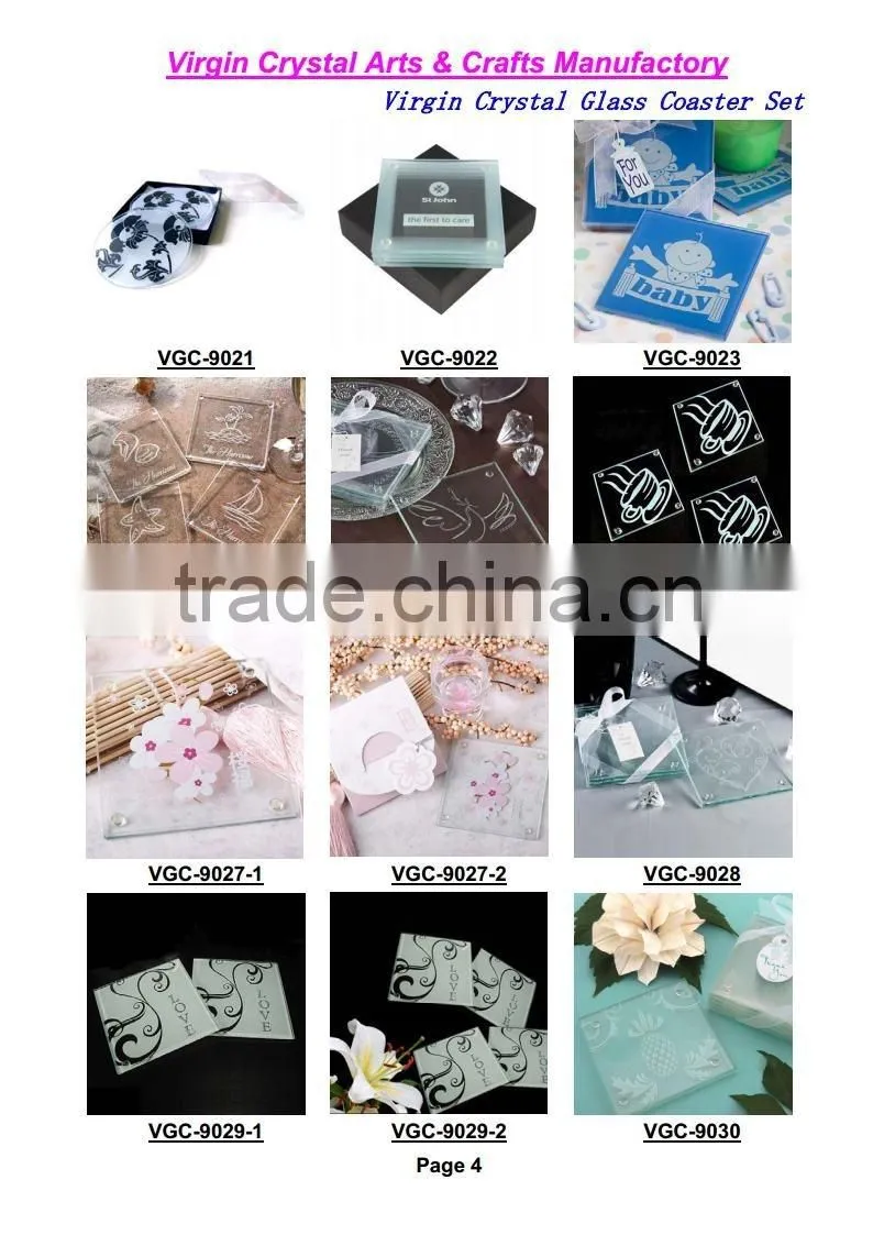 Blank Glass wine Coaster with Customized Logo for wedding Souvenirs