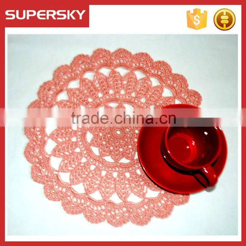V-214 Knitting orange crochet big flower coasters for table decor lace crochet mug mats