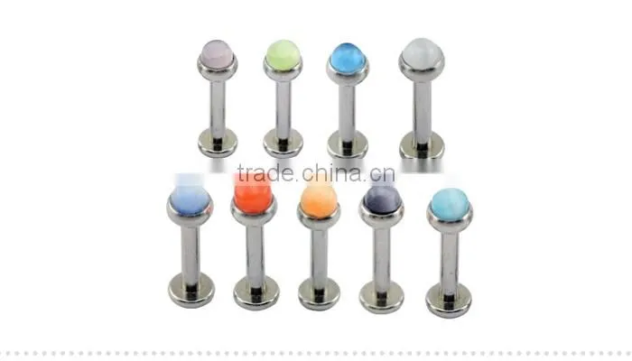 Crystal plastic bioflex labret piercing jewelry