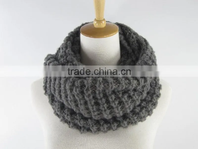 Stock Item cheap circle scarf gray loop scarf knitted round neck scarf