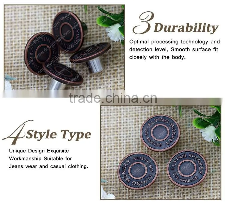 Professional Manufactured Custom Jeans Button for Jeans and Jacket