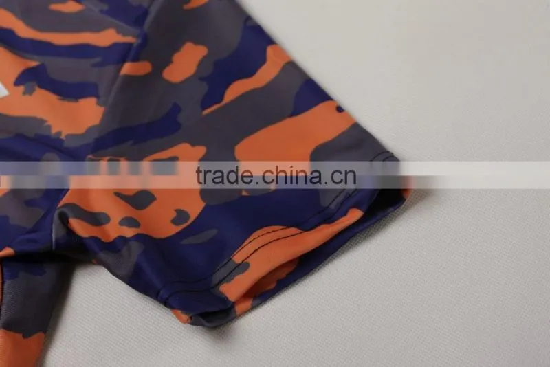 Crew neck sublimation camouflage t-shirt fitness compression sports camo t shirt