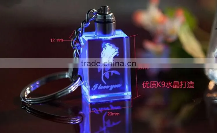 promotional handmade rose crystal keychain 3d laser