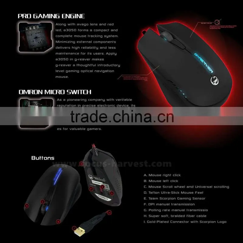 Team Scorpion G-Reaver R2 Ergonomics 200DPI RTS Gaming Mouse Mice