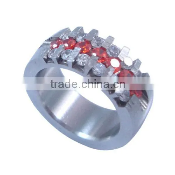 Wholesale Lady's Stainless Steel fine jewelry ring with Colourful CZ stones LR7327