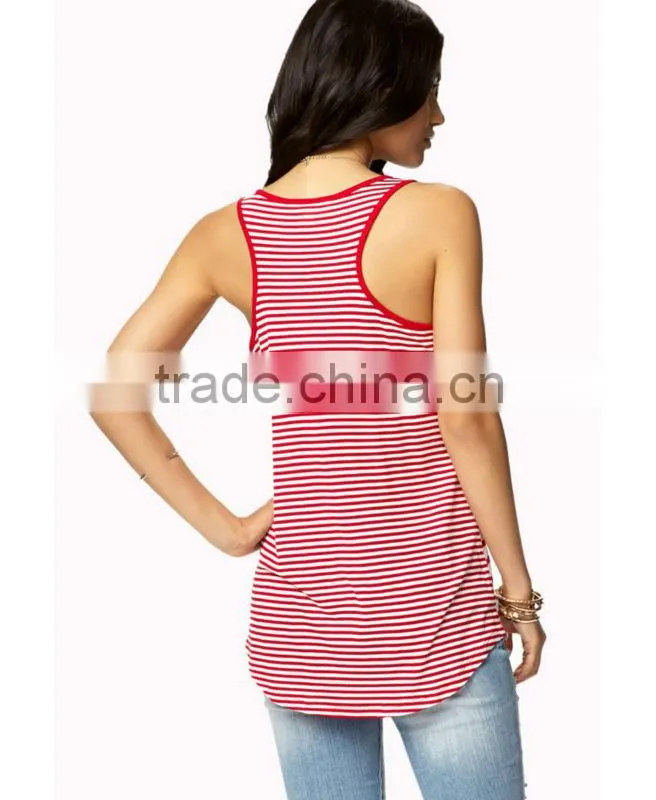 100%Rayon Women Multi-Stripe Racerback Tank top/vest/singlet