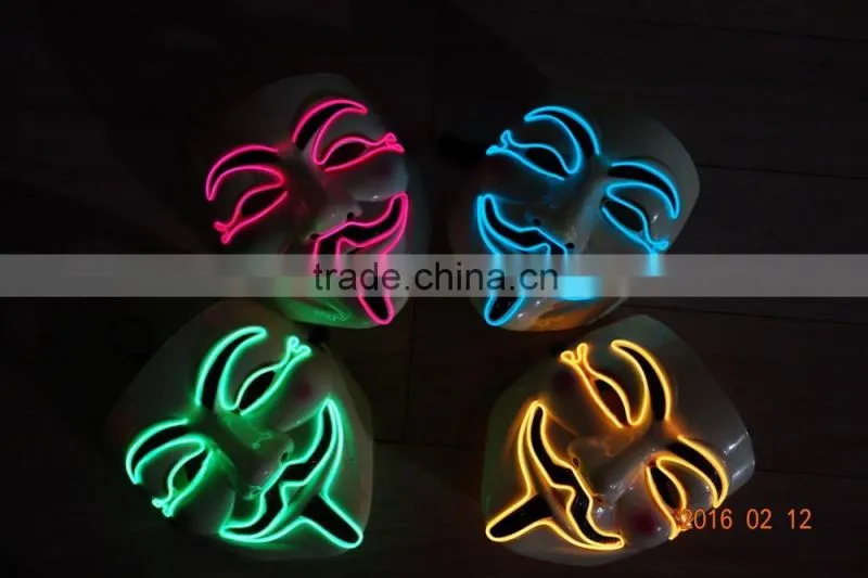 EL WIRE V for Vendetta Mask Party Mask / EL light halloween mask / EL wire V For Vendetta Mask