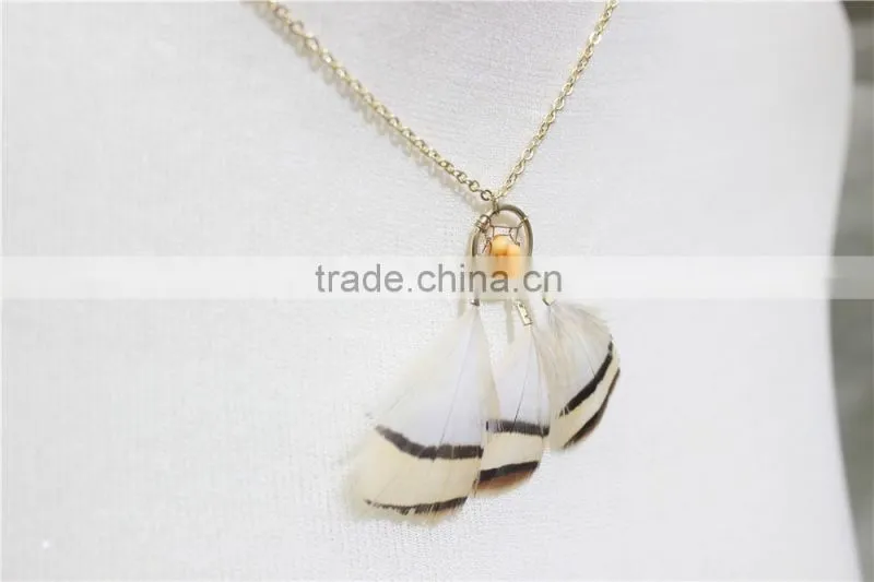 Newest Elegant Dreamcatcher Necklace Orange Beads Feather necklace Dream Catcher Jewelry 2016 Fashion Necklace Wholesale