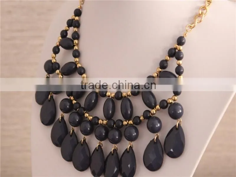 Fashion dark color acrylic beads necklace women necklace jewelry