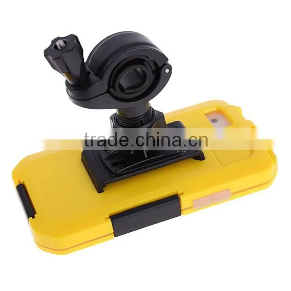 Yellow Motorcycle Bicycle Holder Shockproof Dirtproof Waterproof Case for iPhone 5 5S for Swimming Surfing Boating Diving