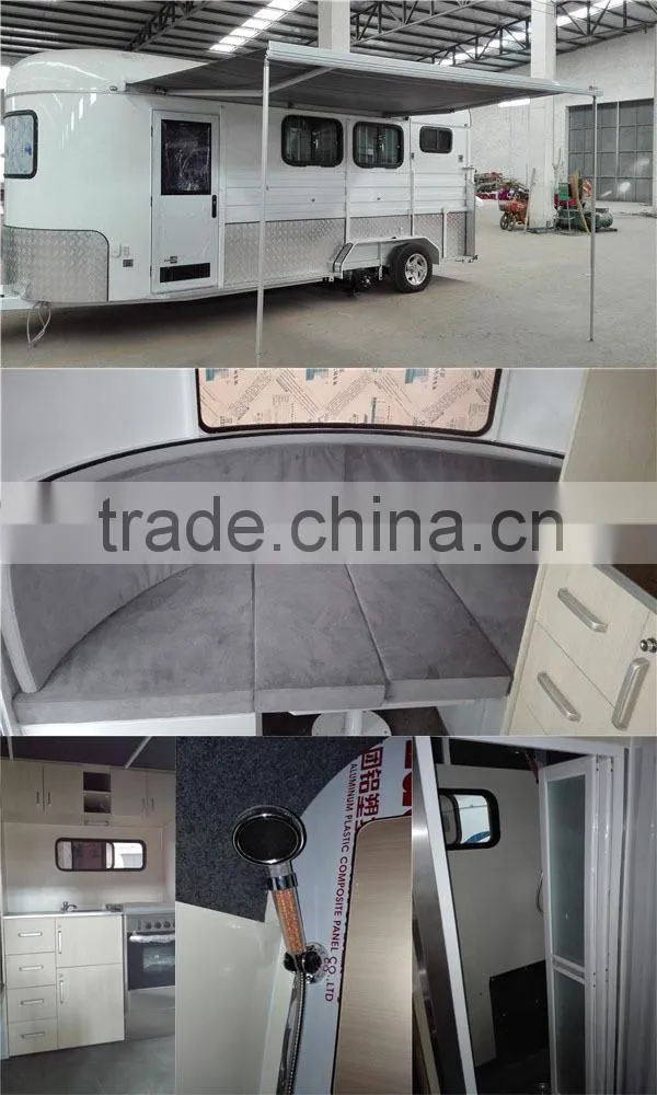 Deluxe 2 horse float with front sofa/bed, side kitchen, shower room
