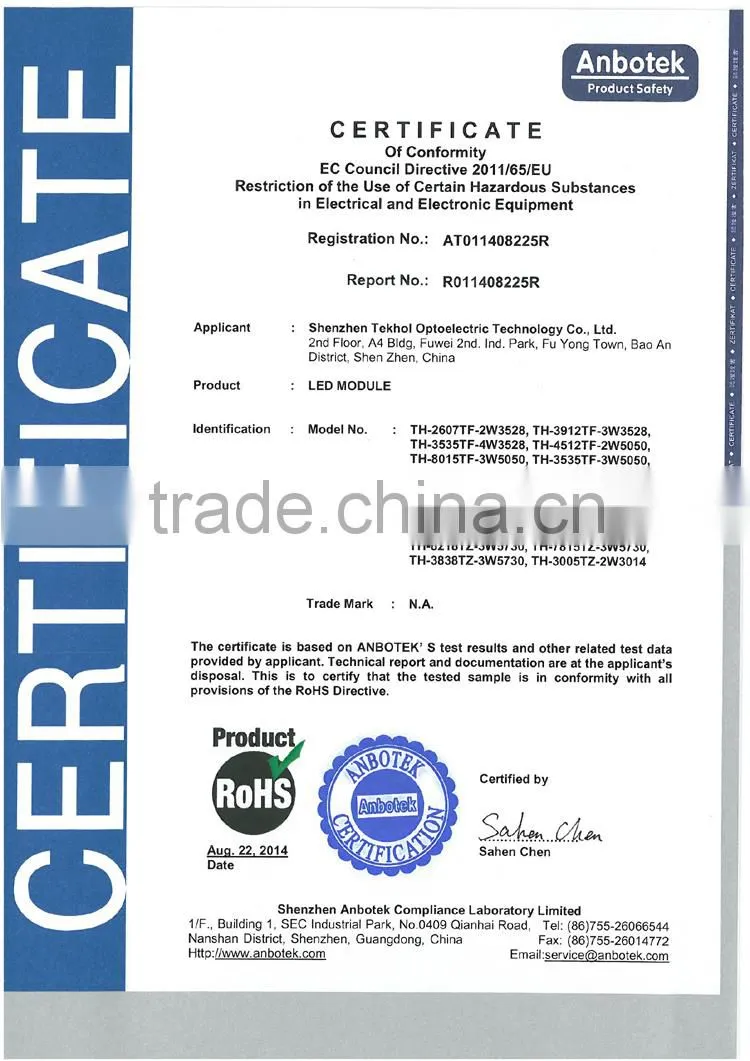 1.5watt led module with IP67,120 degrees with lens, CRI 75