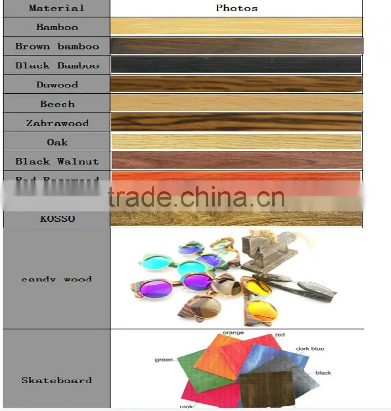 2016 high quality wood sunglass polarized lens custom logo