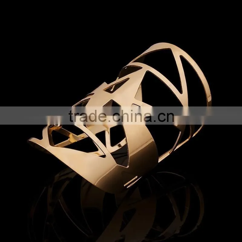 2016 New Gold Silver Triangle Alloy Wide Open Cuff Bangle Bracelet For Women Fashion Jewelry