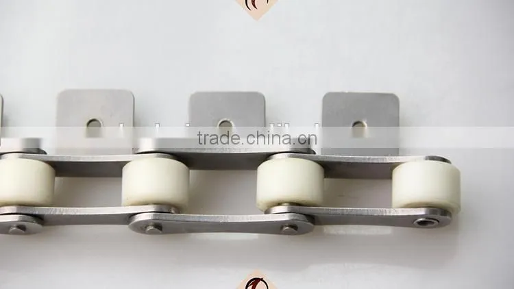 duble pitch plastic chains conveyor SUS chains with attachments & large rollers