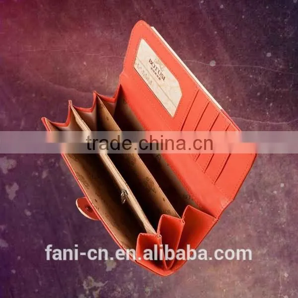 2015 hot selling handmade leather wallets with bicycle printing design for woman