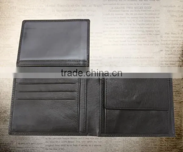 Plain line and multi card holder design leather wallets for men with coin pocket