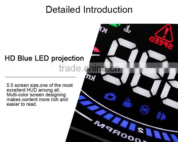 5'5 E300 Car HUD Head Up Display Speed, RPM, Water Temp,E300 HUD Fuel Consumption Speed, Throttle Angle, OBD2, OBDII Interface