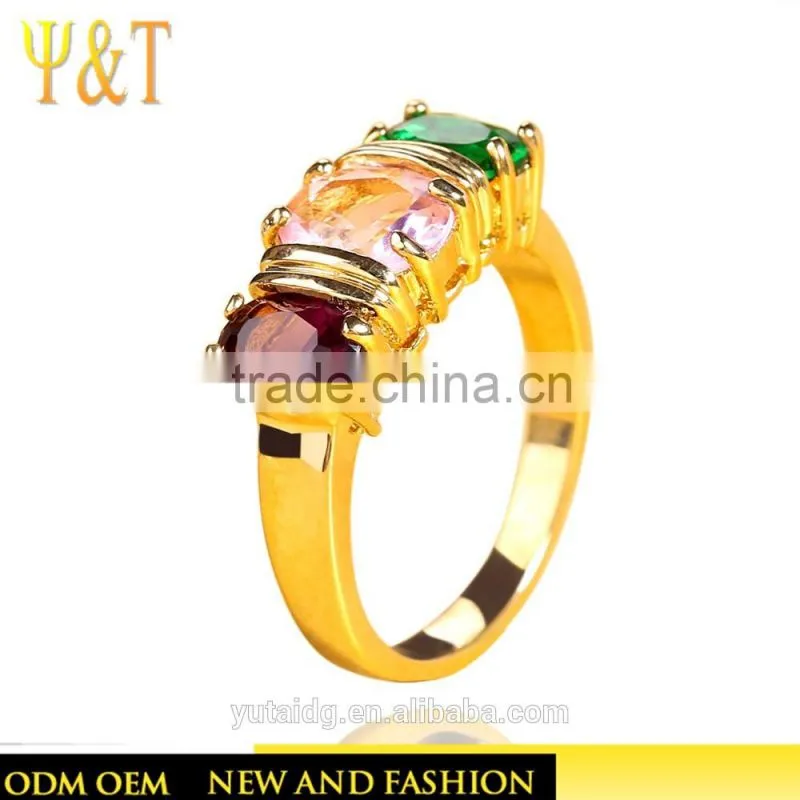 Jingli Jewelry Gold Plated Wedding Ring With Colorful Stones (YJ-391)
