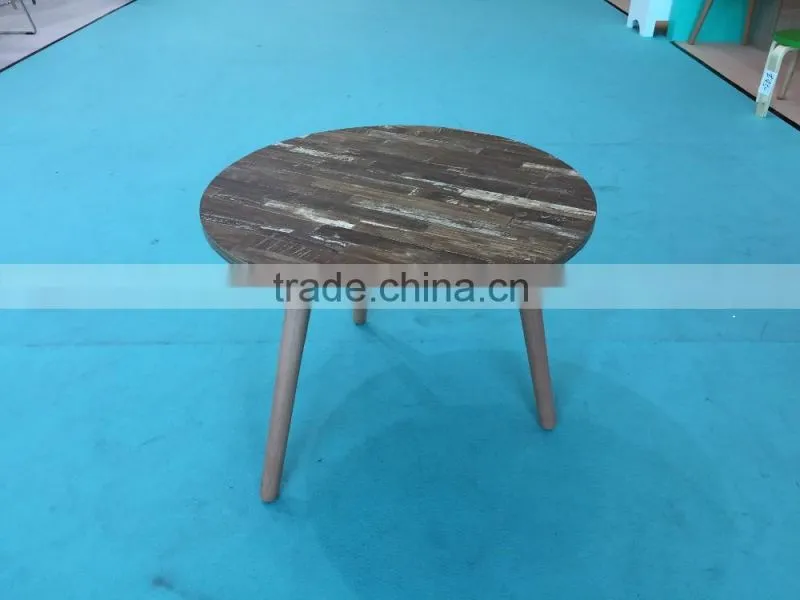 small wooden coffee table with beech wood legs