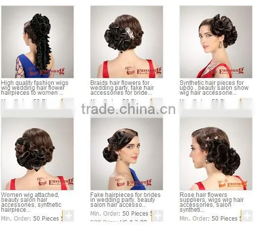 Wedding hair pieces for bride, synthetic hair accessories for updos
