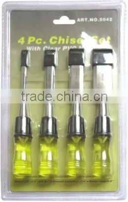 4PCS Wooden Chisel With Round PVC Handle