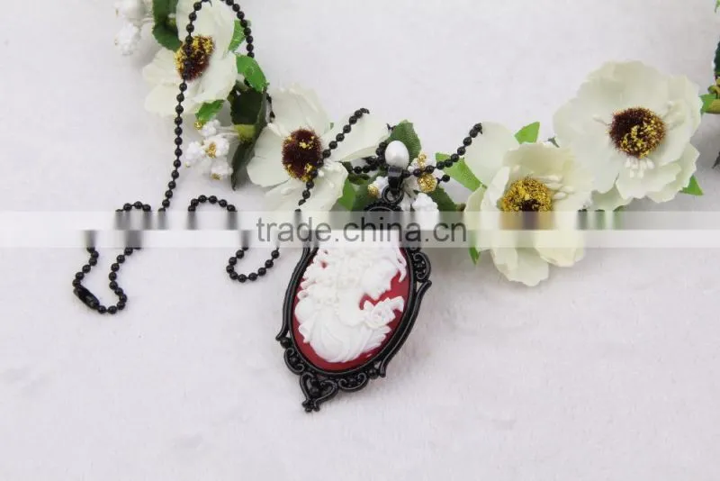 fashion jewelry necklace steampunk necklace beauty silhouette black cameo pendant 2015 new party dress made in China yiwu