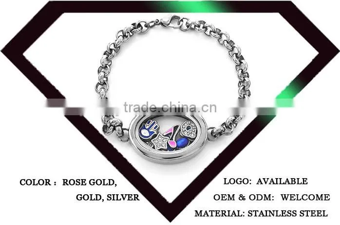 Stainless Steel Jewelry Floating Locket Bracelet