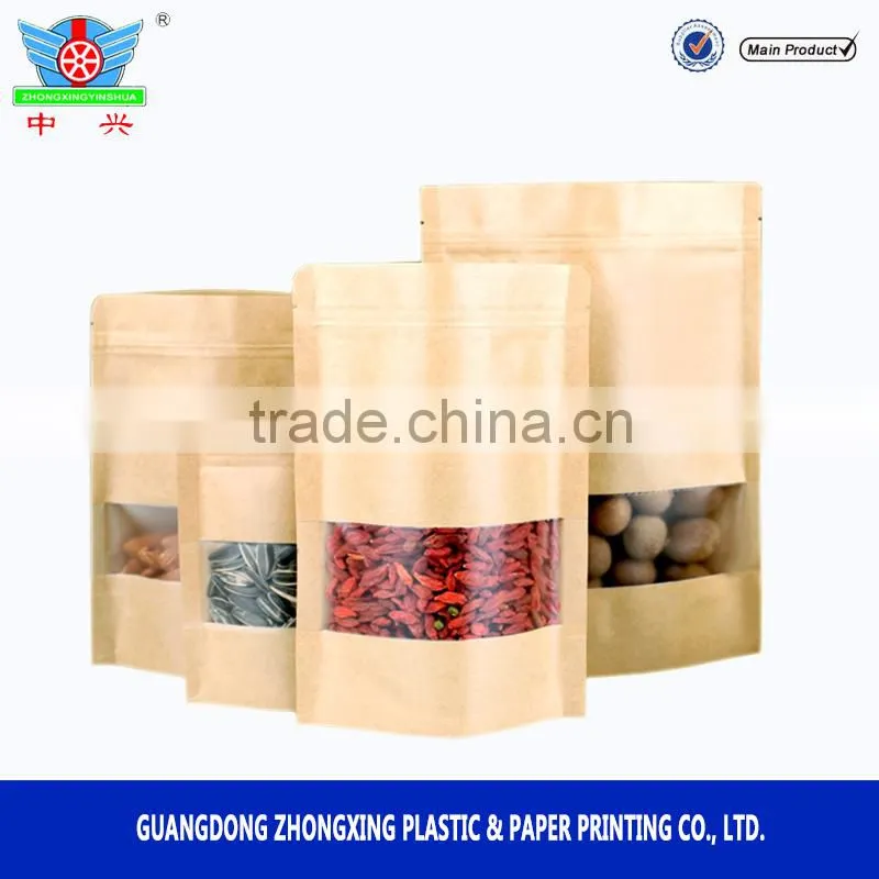 Custom MOPP Kraft paper tea food packaging bags side gusset bag /stand up ziplock bag for coffee Tea