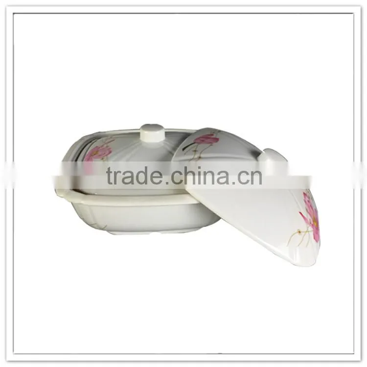 2 pcs size optional custom logo 100%melamine salad round plastic ceramic-like bowl with lid