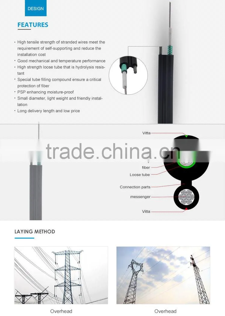 GYXTC8S Figure 8 type 4 core aerial fibre optique cable from china manufacturer