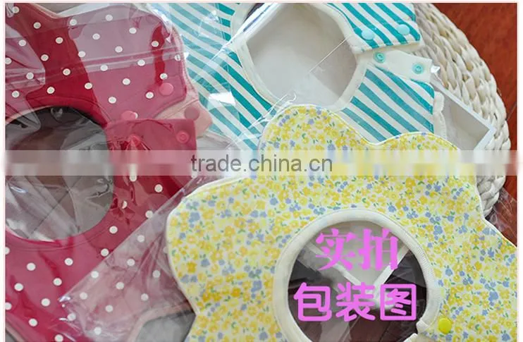 100% Cotton Infant Baby Bibs Flower Shape Decorate Waterproof Washable Cotton