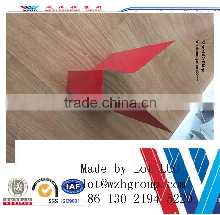 Building materials low cost roof tile ridge cap,metal roof ridge cap made in China