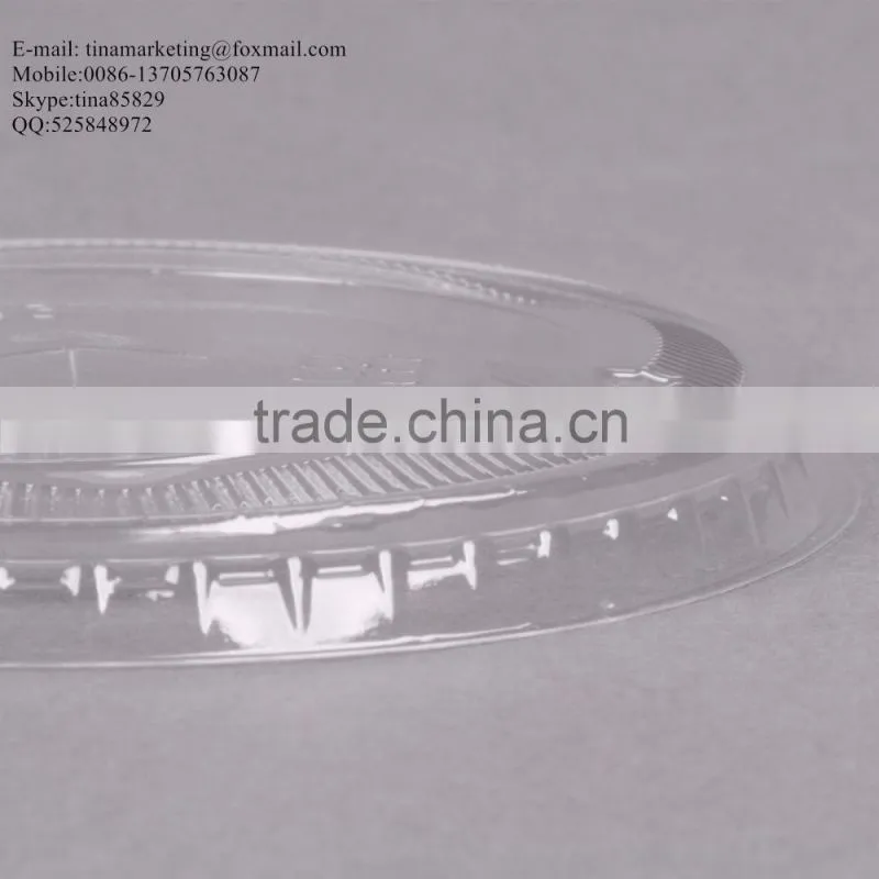 Custom High Quality PS Plastic Clear Flat Lid with Straw Slot for Clod Drink Cup