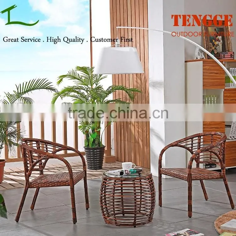 3 Pieces Wicker Outdoor Furniture Set Patio Furniture Table Chair Set