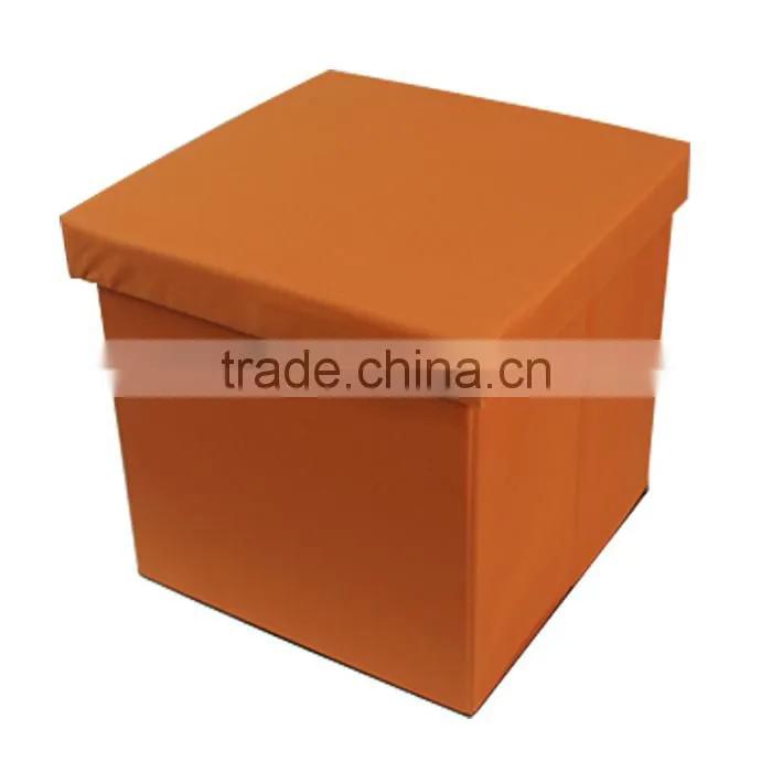 Orange Non Woven Fabric Storage Ottoman/Foot Stool