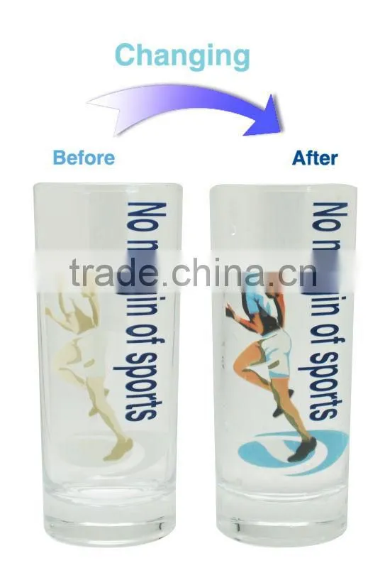 2016 New Item Cheap Price change color glass cup