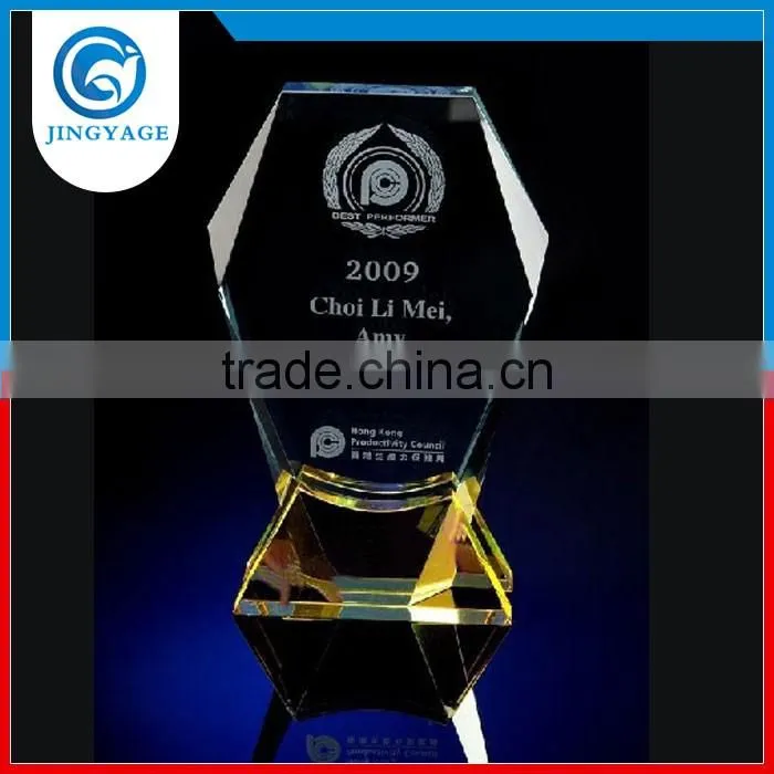Jingyage Wholesale Business Gift Laser Etched Crystal Award Plaques Engraved Crystal Trophy Souvenir Gift