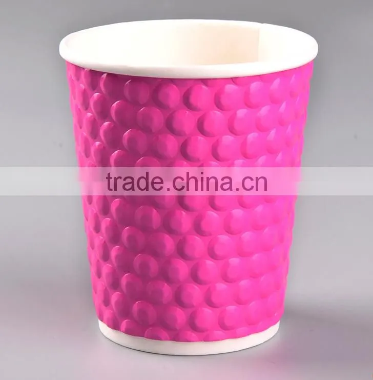 Top grade diamond Embossed Disposable Hot Coffee Paper Cup