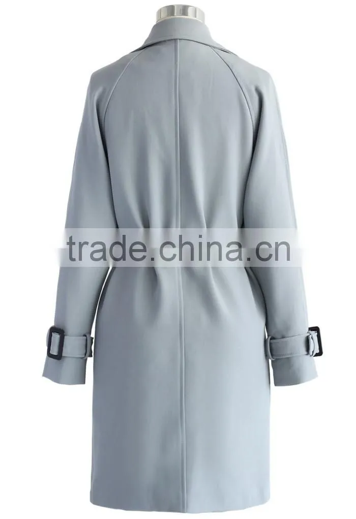 Beige /Grey/Indigo blue color Open front design Full lined long jacket,beautiful women Belted Textured Trench jacket Coat