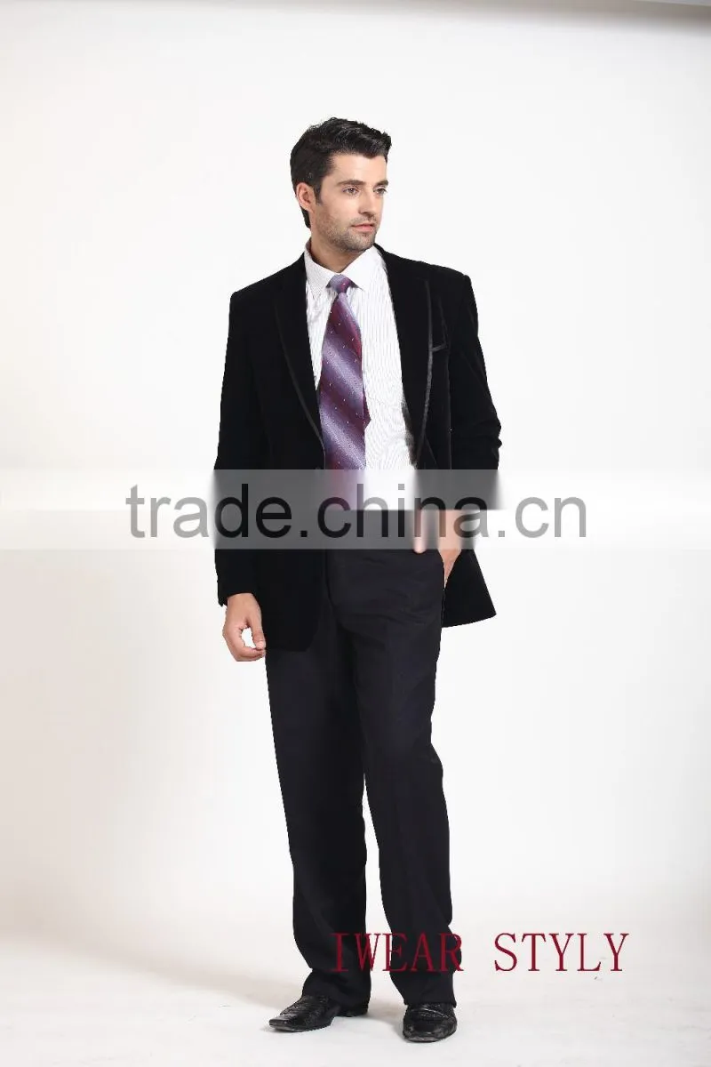 2015 new fashion bespoke black men' suits -satin lapel