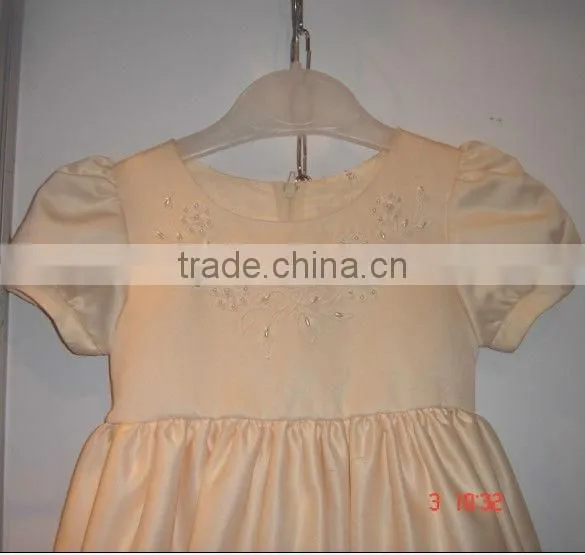 casual baby girl dresses cream short sleeve long girl dress