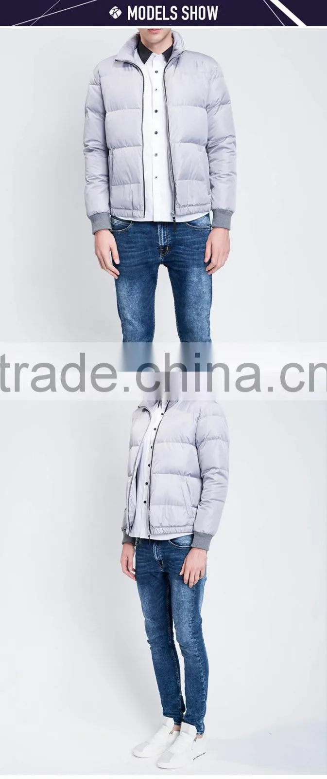 New fashion customize warm bomber overcoat men slim fit down jacket for winter