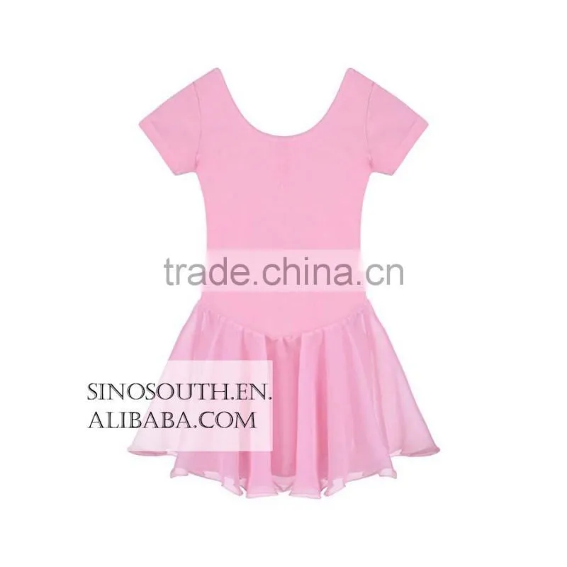 2017 New arrival Solid Color Short Sleeve girls leotard dance leotards Dress