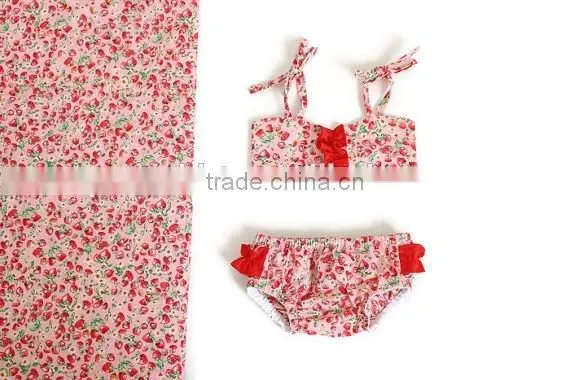 2017 Summer soft cotton boutique print young girl swimsuit pattern