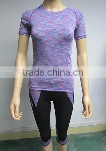 Wholesale New Custom Purple Women's Fitness Top Pants Short Sleeve Cycling Sports Wear