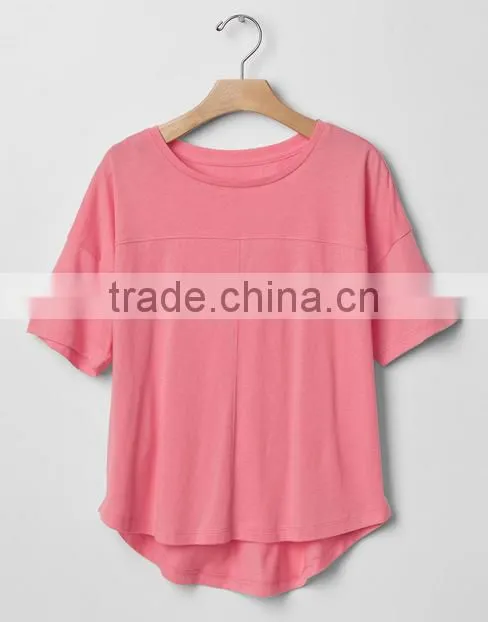 Fashion Custom Rounded Hem Short Sleeve OEM Clothes Cheap Design Kids T-Shirt