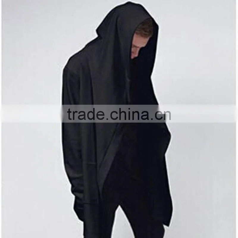 Hot 2016 New Arrival Black Men's Cloak Hooded Male Streetwear Sweatshirts Hip Hop Spring Full Sleeves Clothing,Christmas sweater