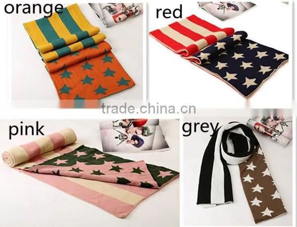 Korean latest American flag Creative stitching design warm knitting scarf,hijab scarf fashion scarves