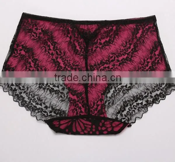2015 fashion lace cotton middle waist sexy thong